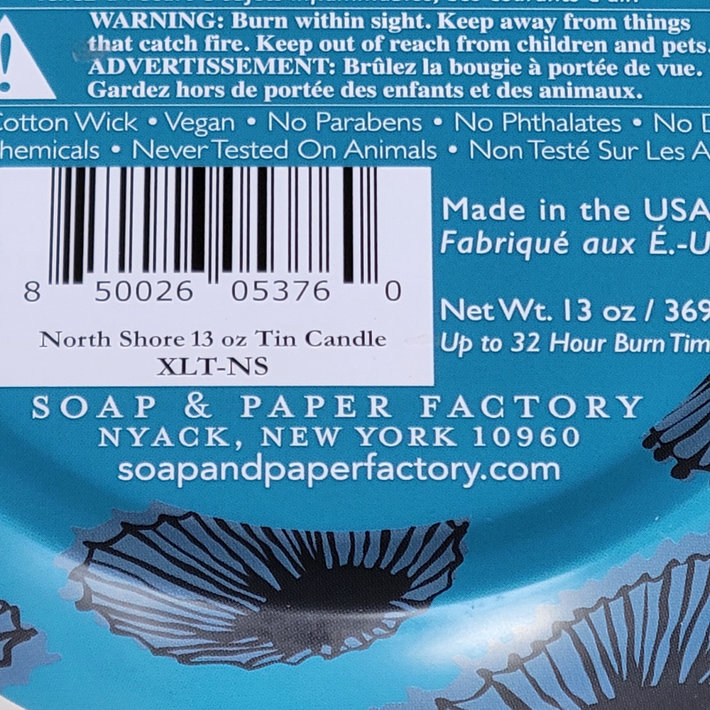 North Shore Sea Salt & Watery Florals Blue Tin 13oz Candle - Picture 7 of 7